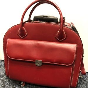 McKlein cranberry red leather business attaché briefcase